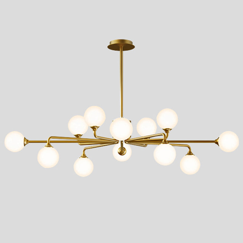 Modern Minimalist Chandelier Light Fixture Spherical White Glass Ceiling Chandelier for Living Room