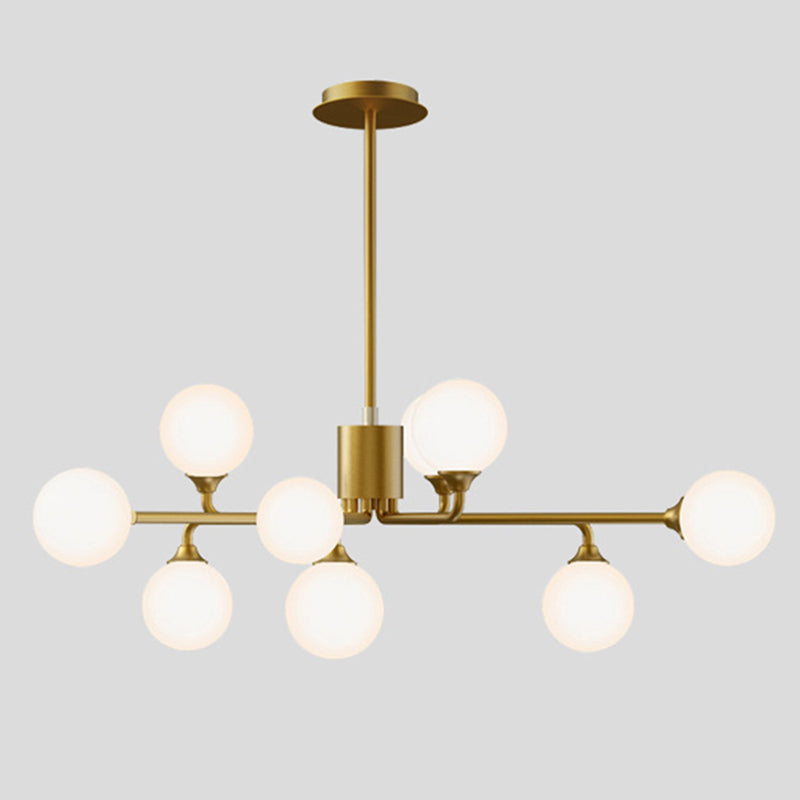 Modern Minimalist Chandelier Light Fixture Spherical White Glass Ceiling Chandelier for Living Room