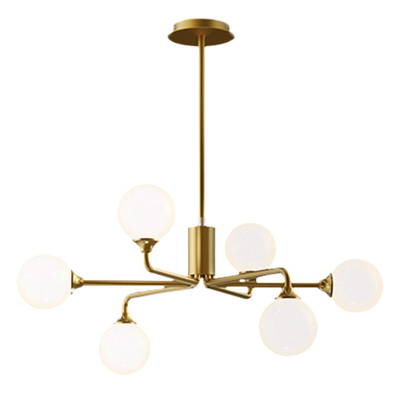 Modern Minimalist Chandelier Light Fixture Spherical White Glass Ceiling Chandelier for Living Room