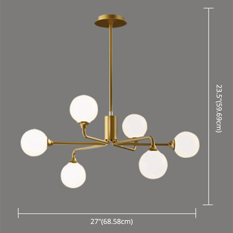 Modern Minimalist Chandelier Light Fixture Spherical White Glass Ceiling Chandelier for Living Room