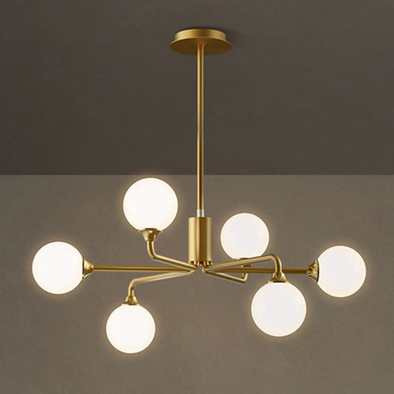 Modern Minimalist Chandelier Light Fixture Spherical White Glass Ceiling Chandelier for Living Room
