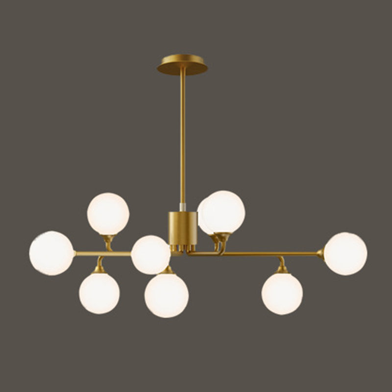 Modern Minimalist Chandelier Light Fixture Spherical White Glass Ceiling Chandelier for Living Room