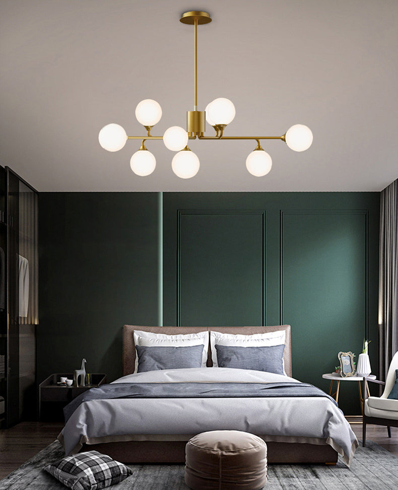 Modern Minimalist Chandelier Light Fixture Spherical White Glass Ceiling Chandelier for Living Room