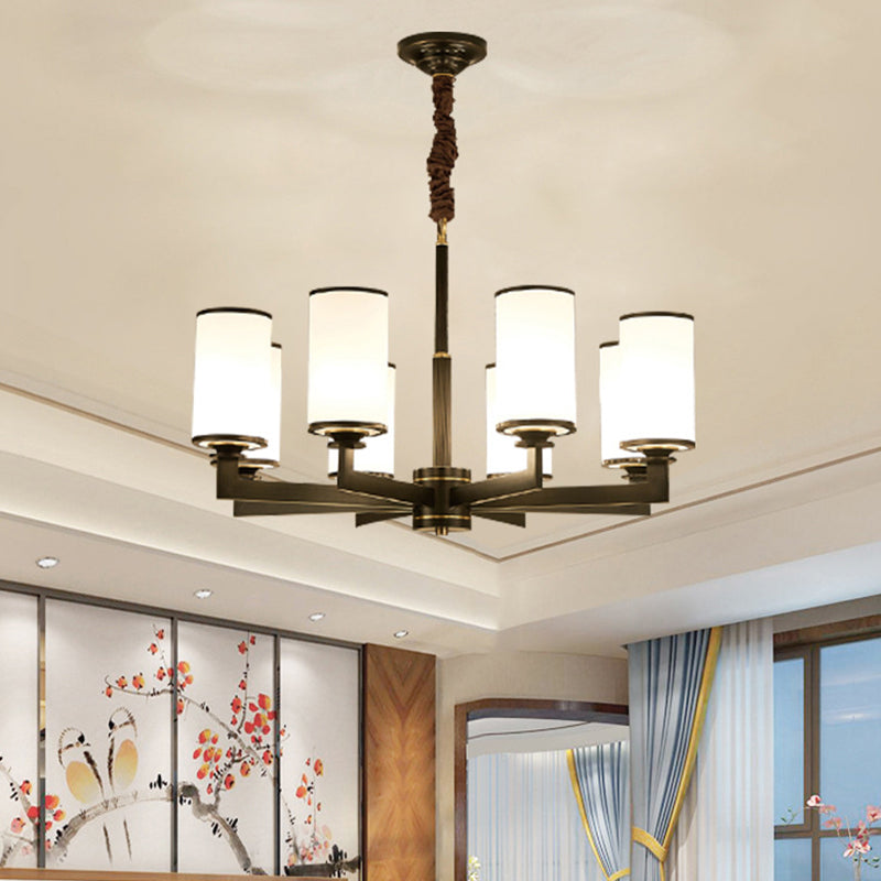Post-Modern Metal Hanging Chandelier Light Cylindrical Glass Shade Ceiling Chandelier for Living Room