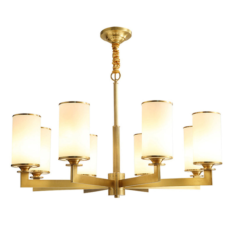 Post-Modern Metal Hanging Chandelier Light Cylindrical Glass Shade Ceiling Chandelier for Living Room