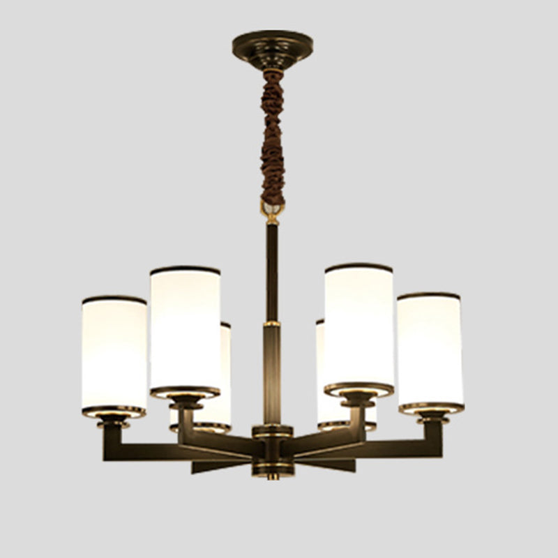 Post-Modern Metal Hanging Chandelier Light Cylindrical Glass Shade Ceiling Chandelier for Living Room