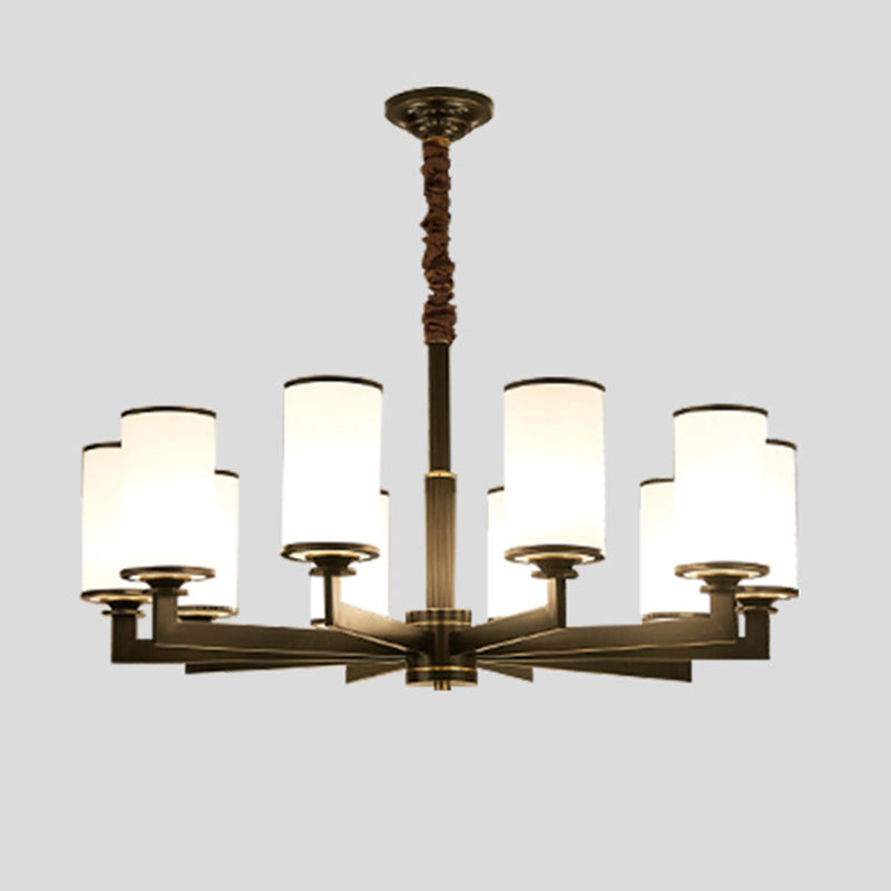 Post-Modern Metal Hanging Chandelier Light Cylindrical Glass Shade Ceiling Chandelier for Living Room