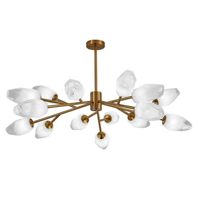 Frosted Glass Gem Pendant Lighting Postmodern Gold Finish Chandelier for Living Room