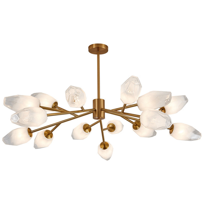 Frosted Glass Gem Pendant Lighting Postmodern Gold Finish Chandelier for Living Room