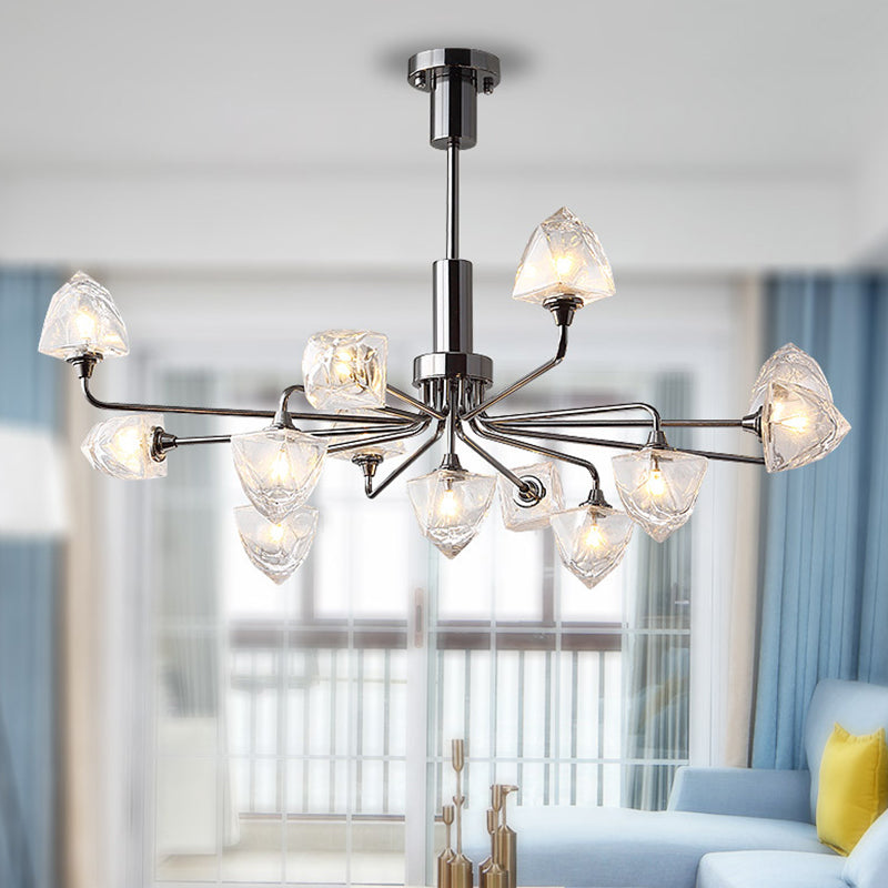 Modern Metal Hanging Chandelier Light Glass Shade Ceiling Chandelier in Sliver for Living Room