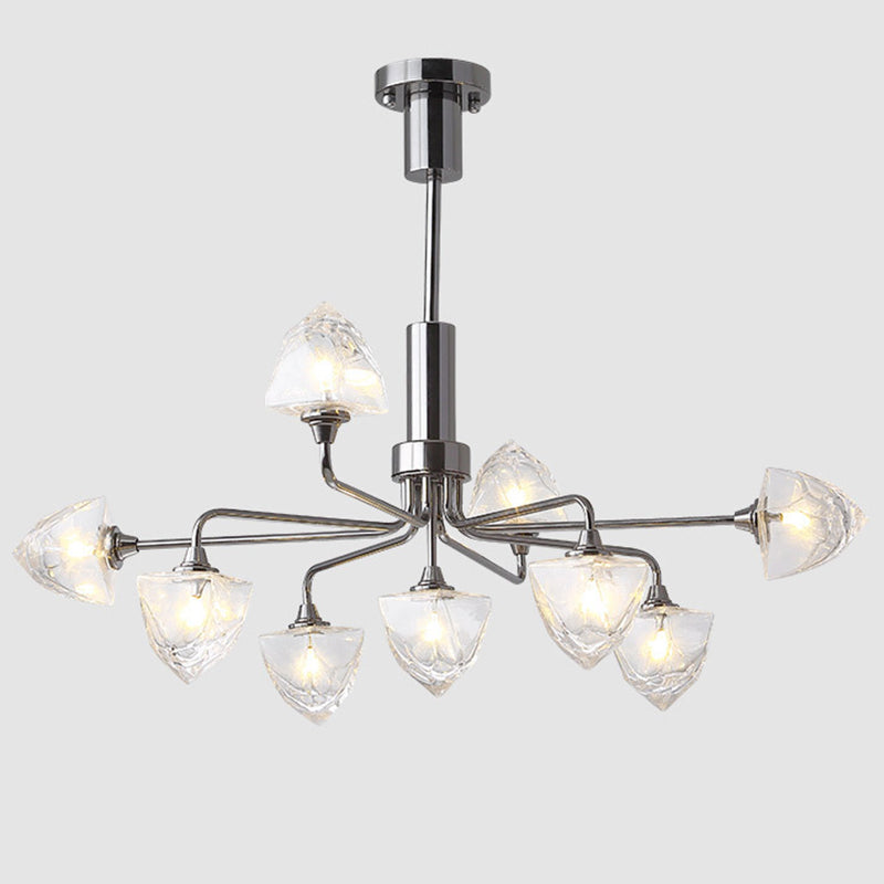 Modern Metal Hanging Chandelier Light Glass Shade Ceiling Chandelier in Sliver for Living Room