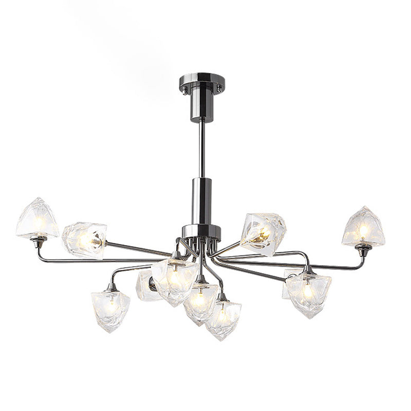 Modern Metal Hanging Chandelier Light Glass Shade Ceiling Chandelier in Sliver for Living Room