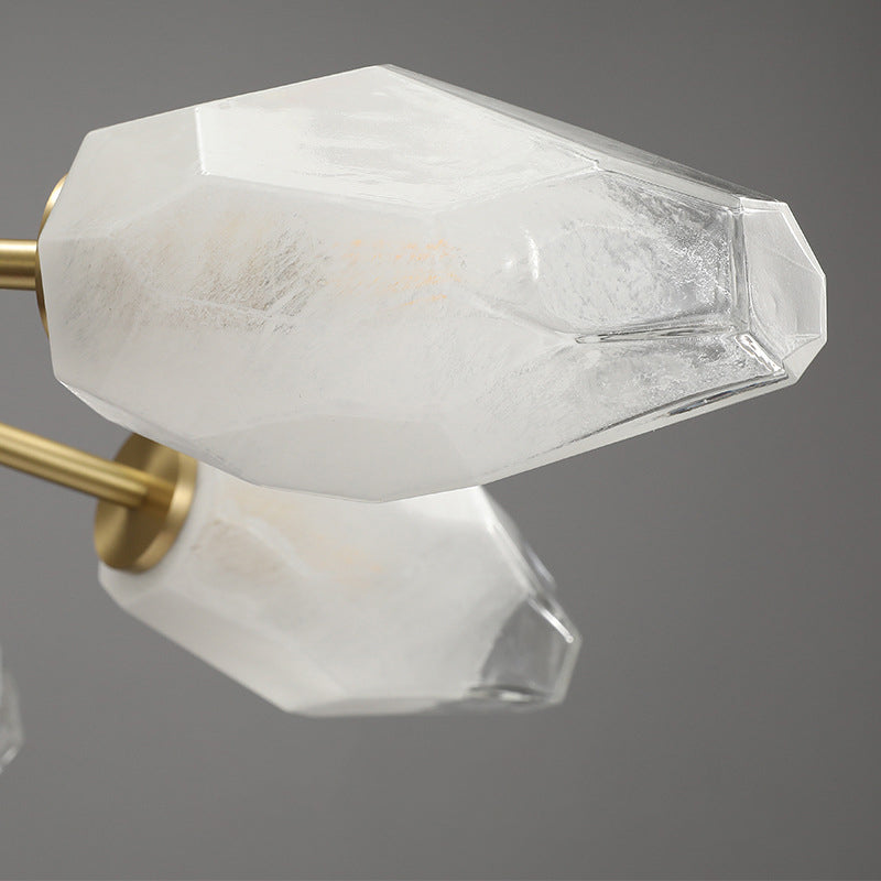 Post-Modern Metal Hanging Chandelier Light White Glass Shade Ceiling Chandelier in Gold for Living Room