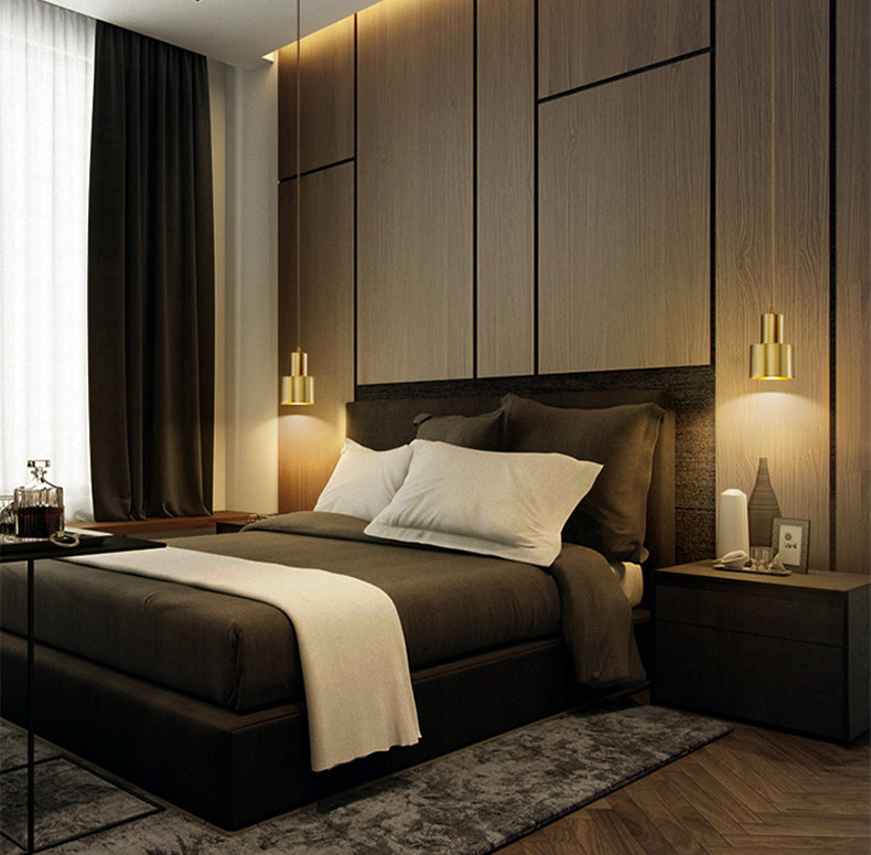 Postmodern Simplicity Brass Lamp Body Pendant Lamp Hanging Light for Bedroom