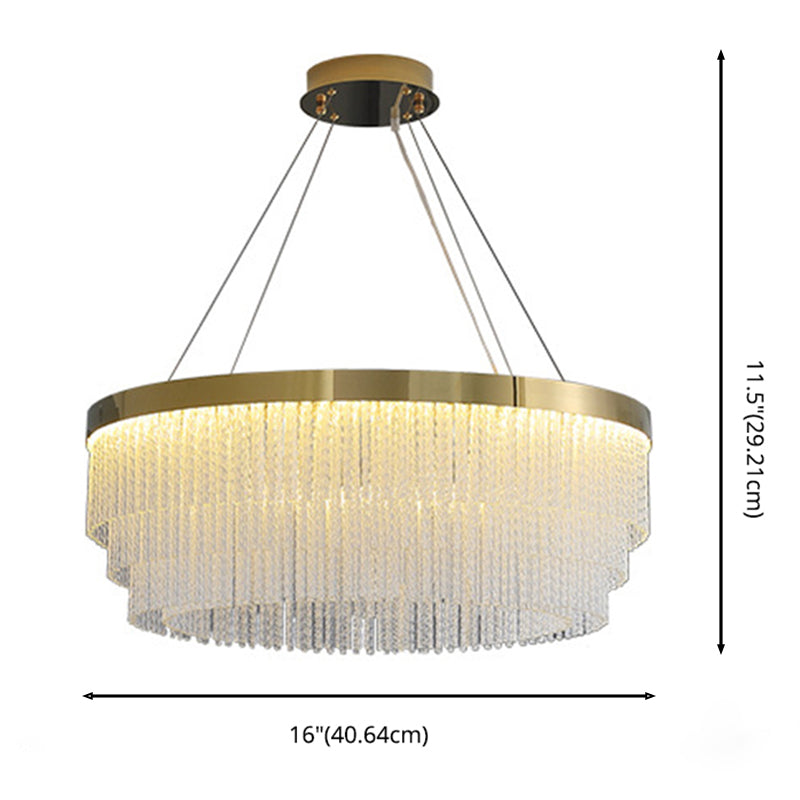 Prismatic Crystal Glass Tiered Chandelier Minimalist Gold LED Pendant Lighting Fixture