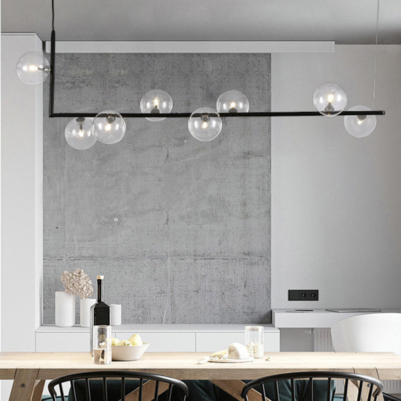 Round Glass Multi Light Pendant Contemporary Style Ceiling Pendant Light for Dinning Room