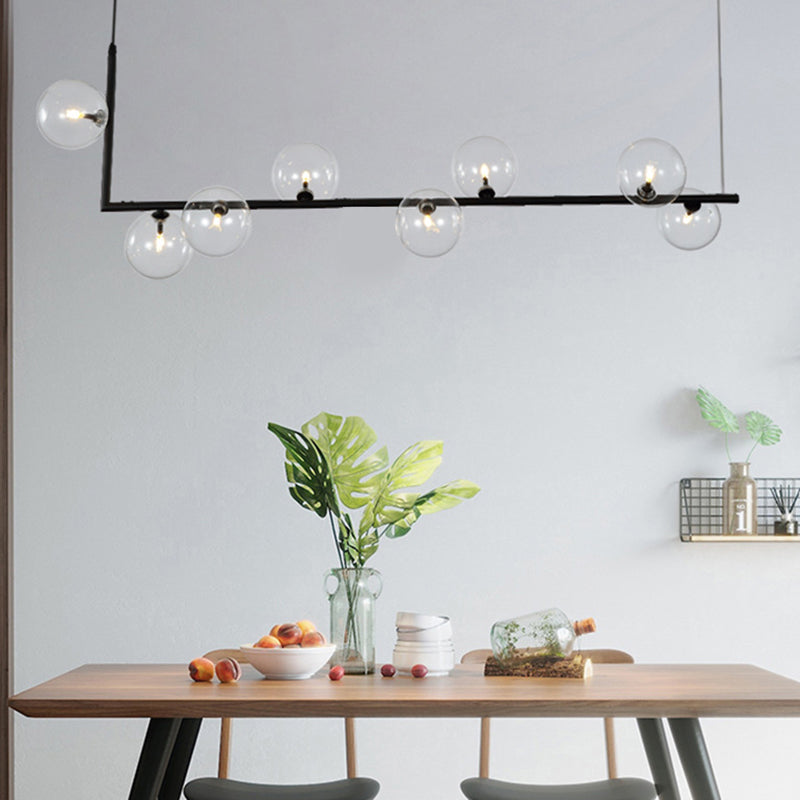 Round Glass Multi Light Pendant Contemporary Style Ceiling Pendant Light for Dinning Room