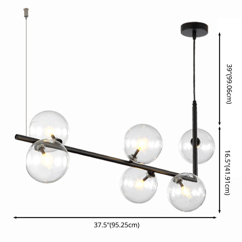 Round Glass Multi Light Pendant Contemporary Style Ceiling Pendant Light for Dinning Room