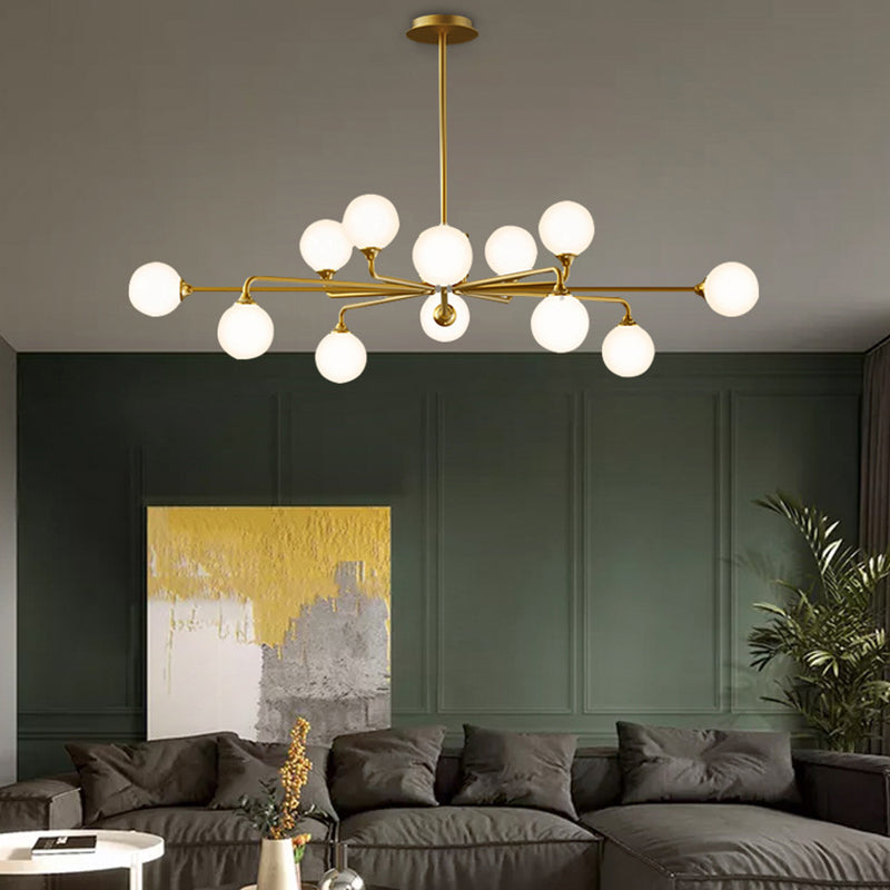 Lámpara de araña de la isla de oro de la isla de oro iluminación colgante de vidrio de estilo moderno para sala de estar