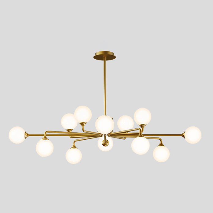 Lámpara de araña de la isla de oro de la isla de oro iluminación colgante de vidrio de estilo moderno para sala de estar