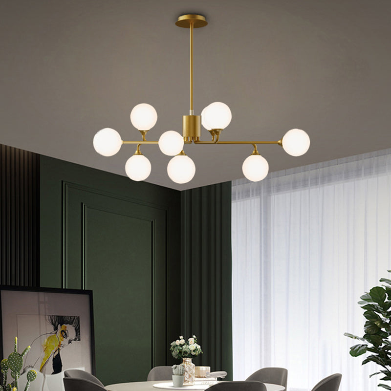 Lámpara de araña de la isla de oro de la isla de oro iluminación colgante de vidrio de estilo moderno para sala de estar