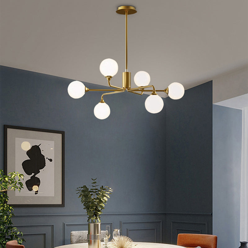 Lámpara de araña de la isla de oro de la isla de oro iluminación colgante de vidrio de estilo moderno para sala de estar