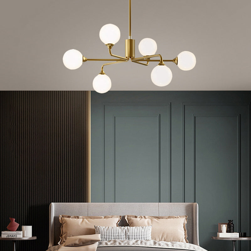 Lámpara de araña de la isla de oro de la isla de oro iluminación colgante de vidrio de estilo moderno para sala de estar