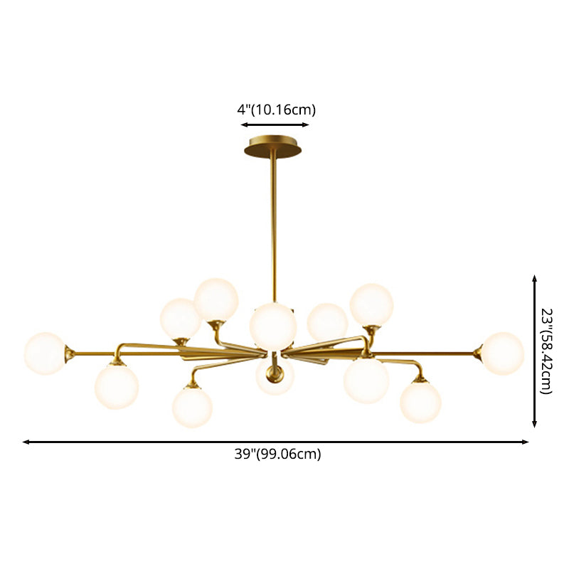 Lámpara de araña de la isla de oro de la isla de oro iluminación colgante de vidrio de estilo moderno para sala de estar