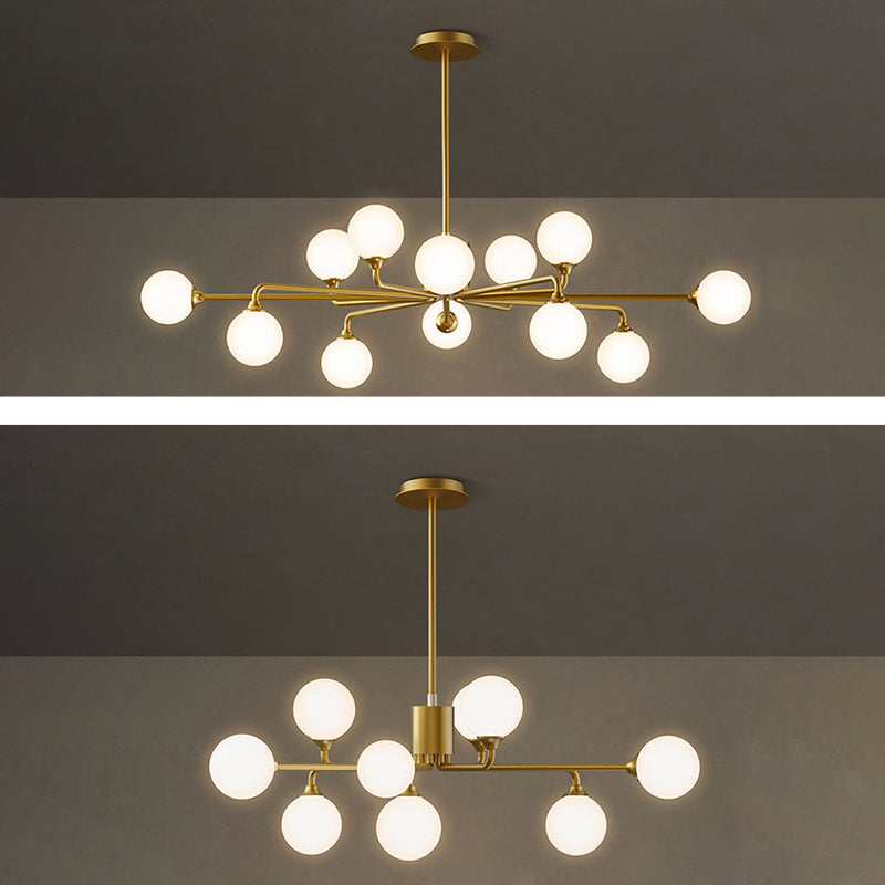 Lámpara de araña de la isla de oro de la isla de oro iluminación colgante de vidrio de estilo moderno para sala de estar