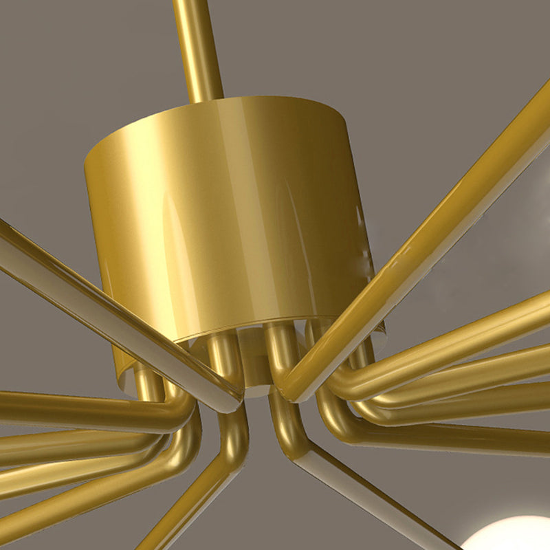 Lámpara de araña de la isla de oro de la isla de oro iluminación colgante de vidrio de estilo moderno para sala de estar