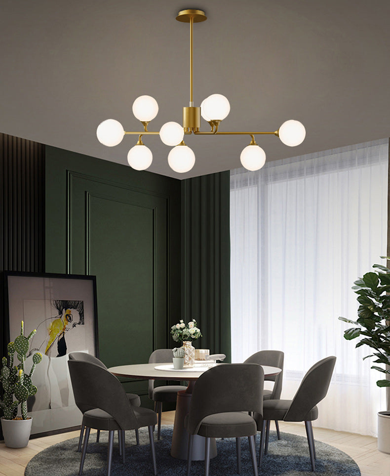 Lámpara de araña de la isla de oro de la isla de oro iluminación colgante de vidrio de estilo moderno para sala de estar