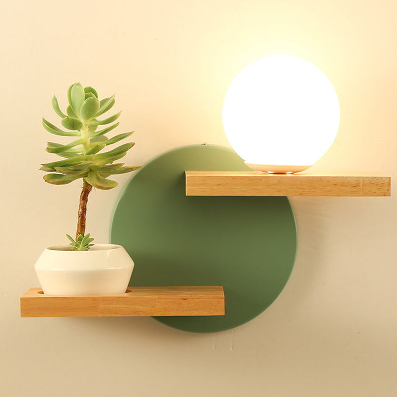 Modern Minimalism Creative Living Room Wall Light Beige Natural Wood 1 Light Wall Sconce