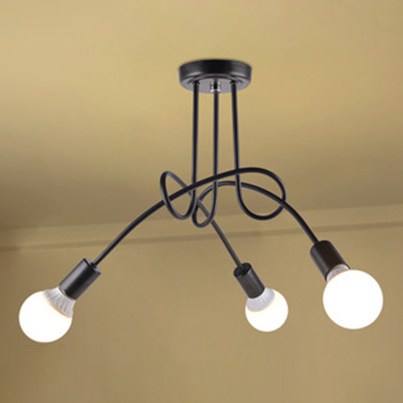 Spoutnik Semi-Flush Mount Light Fixture Industrial Metallic Ceiling Mount Chandelier for Bedroom