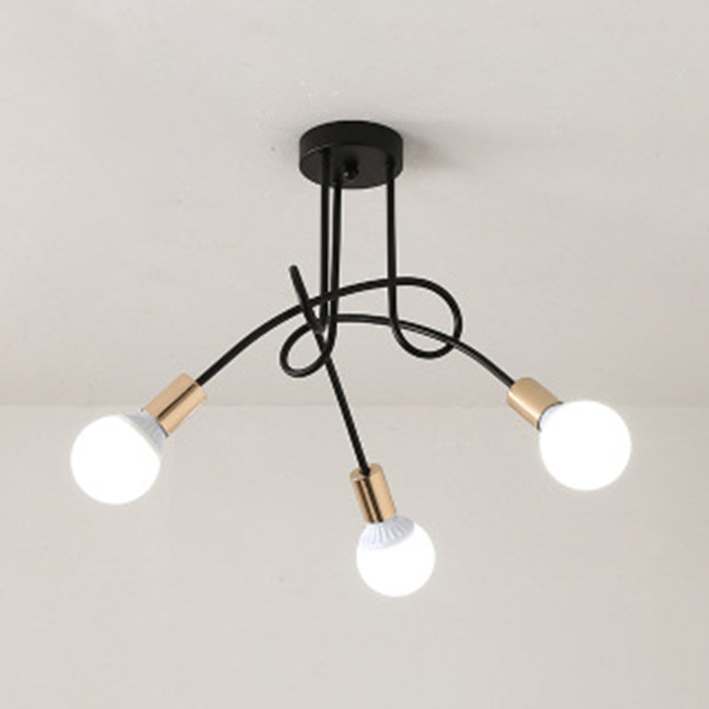 Spoutnik Semi-Flush Mount Light Fixture Industrial Metallic Ceiling Mount Chandelier for Bedroom