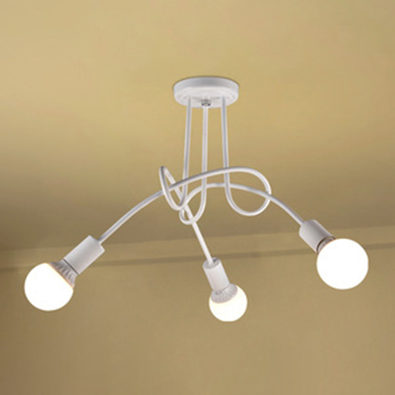 Spoutnik Semi-Flush Mount Light Fixture Industrial Metallic Ceiling Mount Chandelier for Bedroom