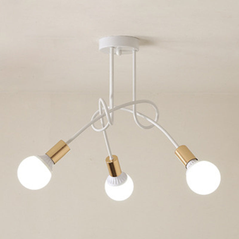 Spoutnik Semi-Flush Mount Light Fixture Industrial Metallic Ceiling Mount Chandelier for Bedroom