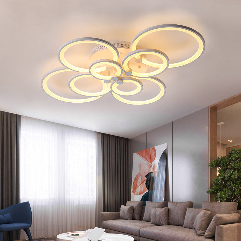 Modern Circular Shade LED Indoor Ceiling Light with Acrylic Shade Semi Flush Mount