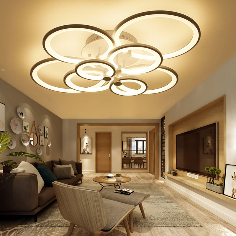 Modern Circular Shade LED Indoor Ceiling Light with Acrylic Shade Semi Flush Mount