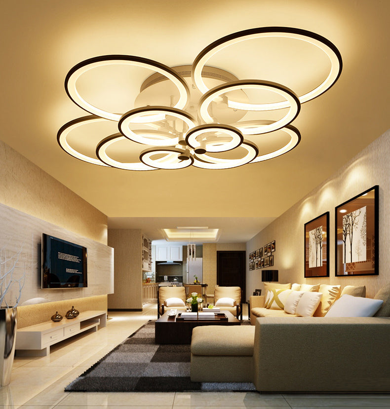 Modern Circular Shade LED Indoor Ceiling Light with Acrylic Shade Semi Flush Mount