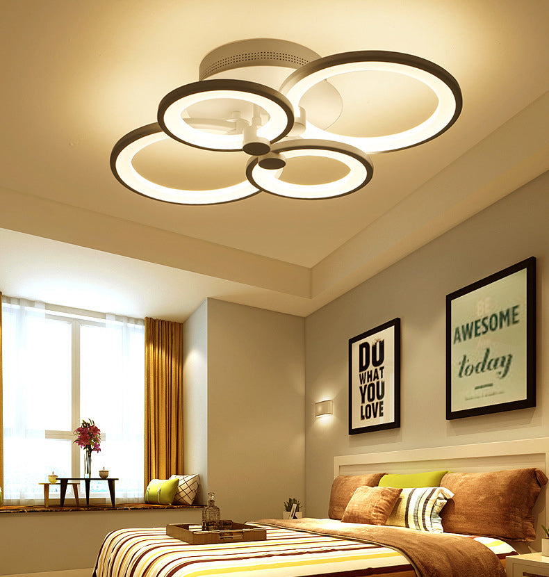 Modern Circular Shade LED Indoor Ceiling Light with Acrylic Shade Semi Flush Mount