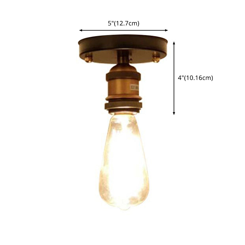 Exposed Bulb Flush Mount Lighting Fixtures Industrial Metal 1 Light Flush Mount