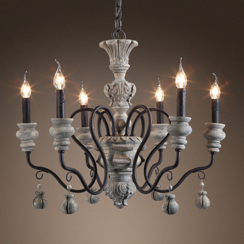 American Vintage Candelabra Resin Kroonluchter metaal Gooseneck arm Suspensie Verlichtingsarmatuur voor woonkamer