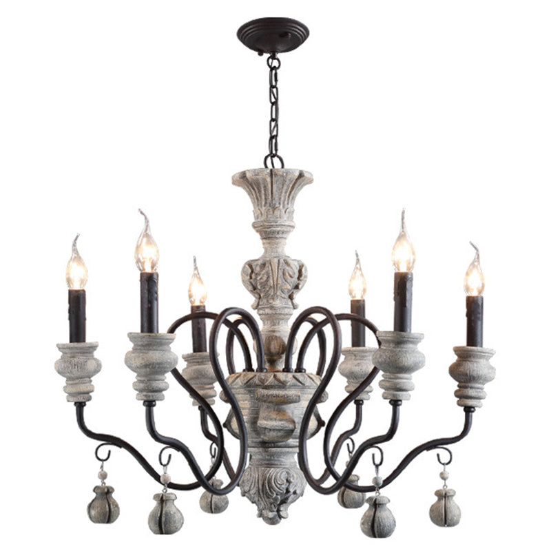 American Vintage Candelabra Resin Kroonluchter metaal Gooseneck arm Suspensie Verlichtingsarmatuur voor woonkamer