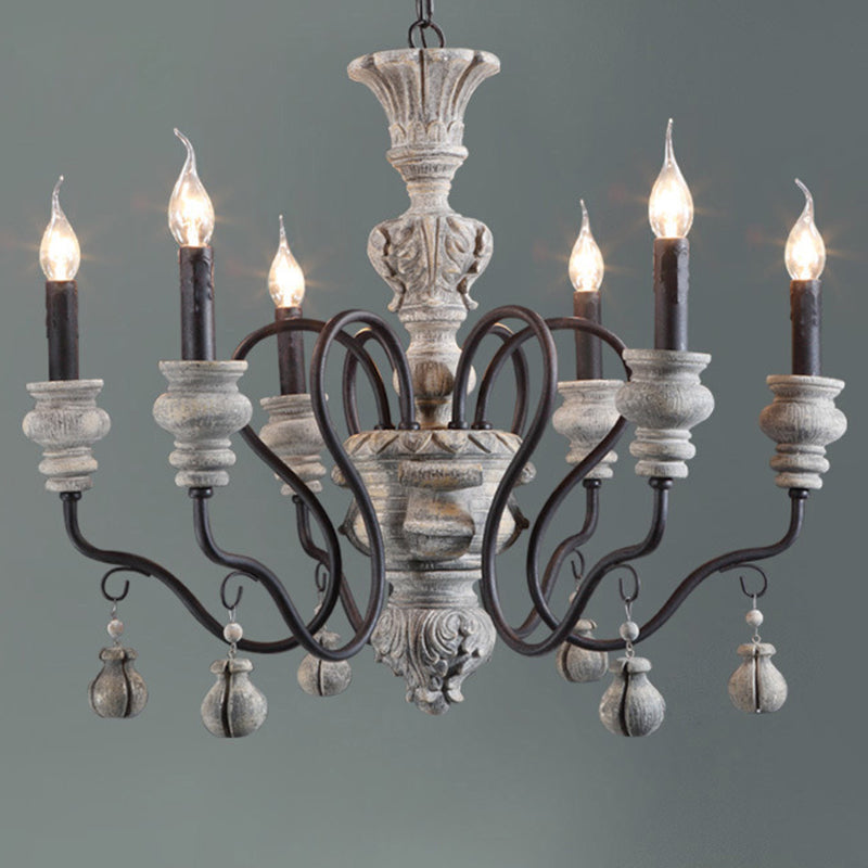 American vintage candélabra résine lustre en métal en métal chronique arme Suspension Éclairage pour le salon