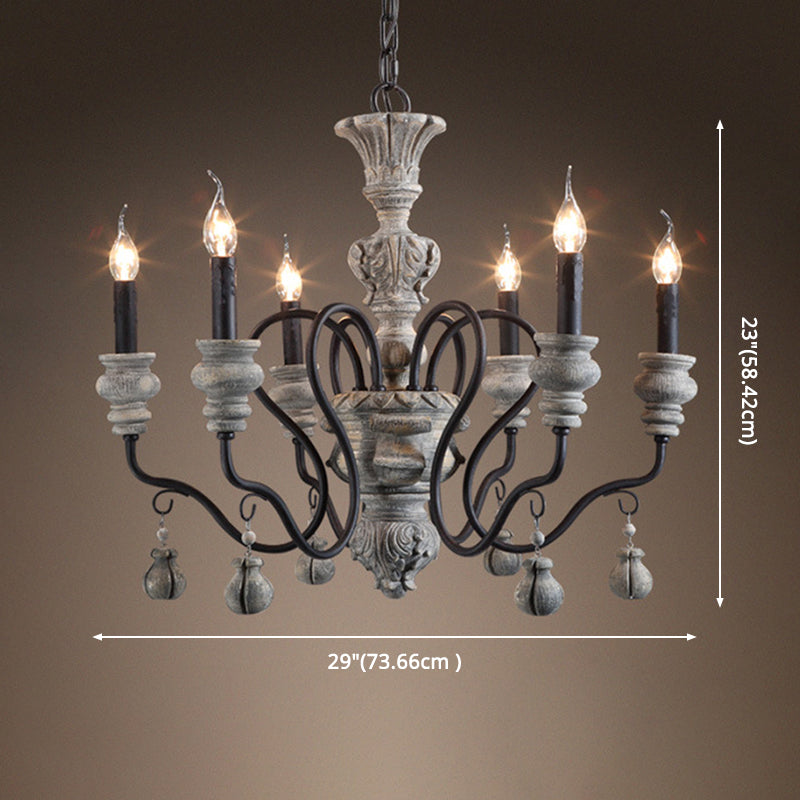 American Vintage Candelabra Resin Kroonluchter metaal Gooseneck arm Suspensie Verlichtingsarmatuur voor woonkamer