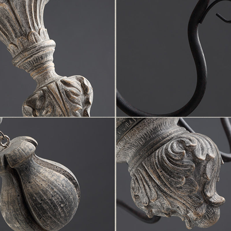 American Vintage Candelabra Resin Kroonluchter metaal Gooseneck arm Suspensie Verlichtingsarmatuur voor woonkamer