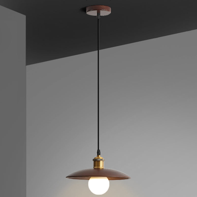 Untertassen -Form der Deckendeckel Anhänger Lampe Holz 1 Glühbirne Einfachheit hängend Licht hängen