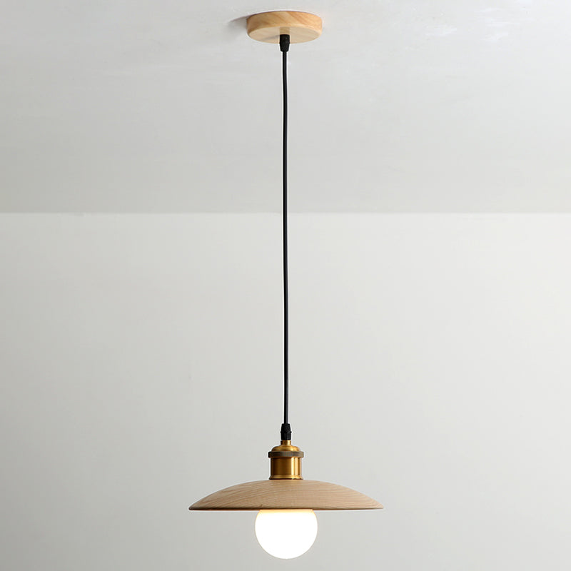 Untertassen -Form der Deckendeckel Anhänger Lampe Holz 1 Glühbirne Einfachheit hängend Licht hängen