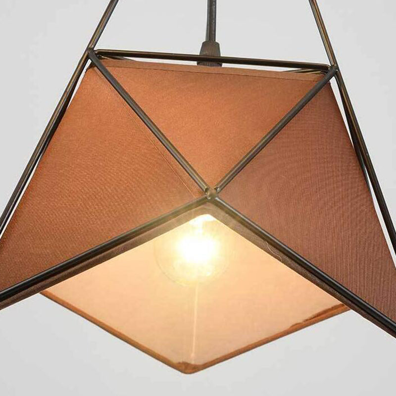 Frame di ferro a 3 luci + tessuto in tessuto isola luce creativa care creativa ottagonale illuminazione in stile nordico per barra da cucina