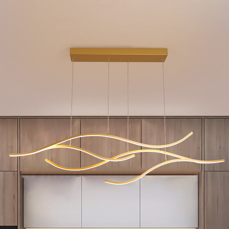 Linea ondata in stile nordico Led Light Minimalismo Metal Long Strip Apparecchiatura per sala da pranzo